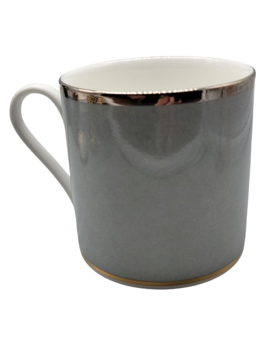 Mikasa Tea Cup Bone China Grandeur Silver CH402 Japan Gold Rim 3" Tall - Picture 7 of 13
